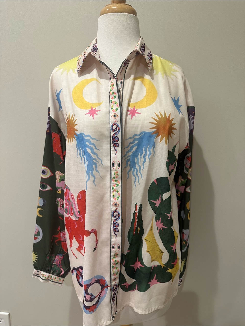 Never Worn (NWOT) Celestial & Mythical Art Print Button-Down Shirt - Picture 2 of 5
